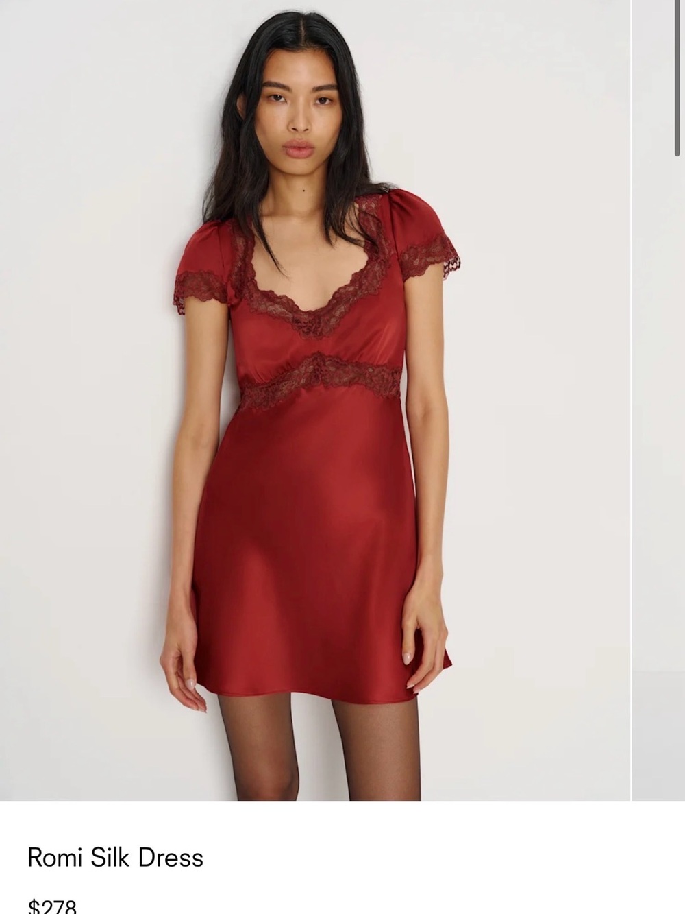 Reformation Romi Silk Mini Dress in Burgundy